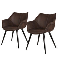 ARMLEHNENSTUHL - Dunkelbraun/Schwarz, Textil/Metall (70/81/64cm) - home24