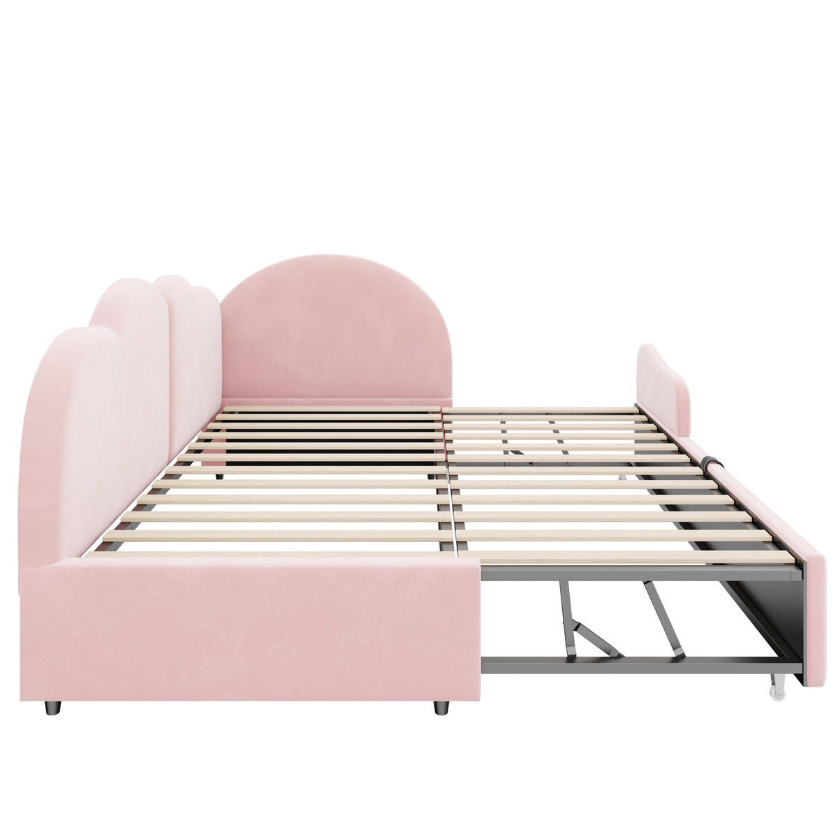 POLSTERBETT Ausziehbares Schlafsofa Samt 90x200 cm Pink ausziehbar L-Form mit wolkenförmigem Kopfteil - Pink, Textil (90/200cm) - Modfu