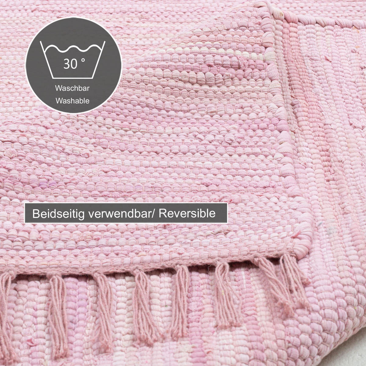 FLECKERLTEPPICH Chindi 70x140 cm - Rosa, Textil (70/140cm) - Rug and Roll