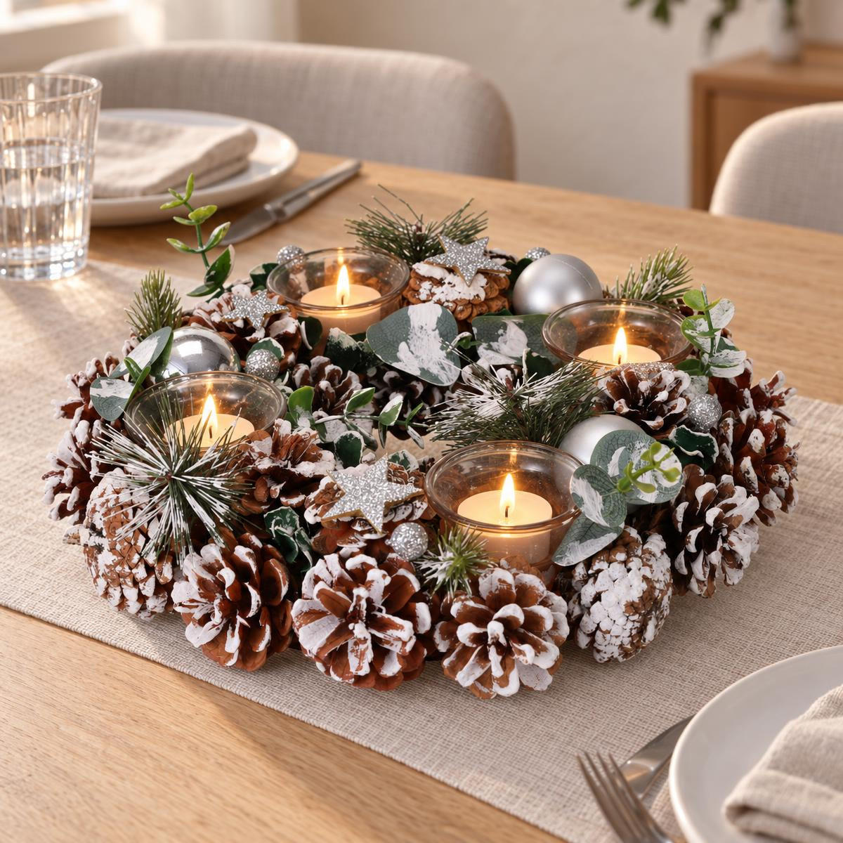 WEIHNACHTSKRANZ mit Tannenzapfen 30/30/7,5 cm - Multicolor, Naturmaterialien (30/7.5/30cm) - Home Styling Collection