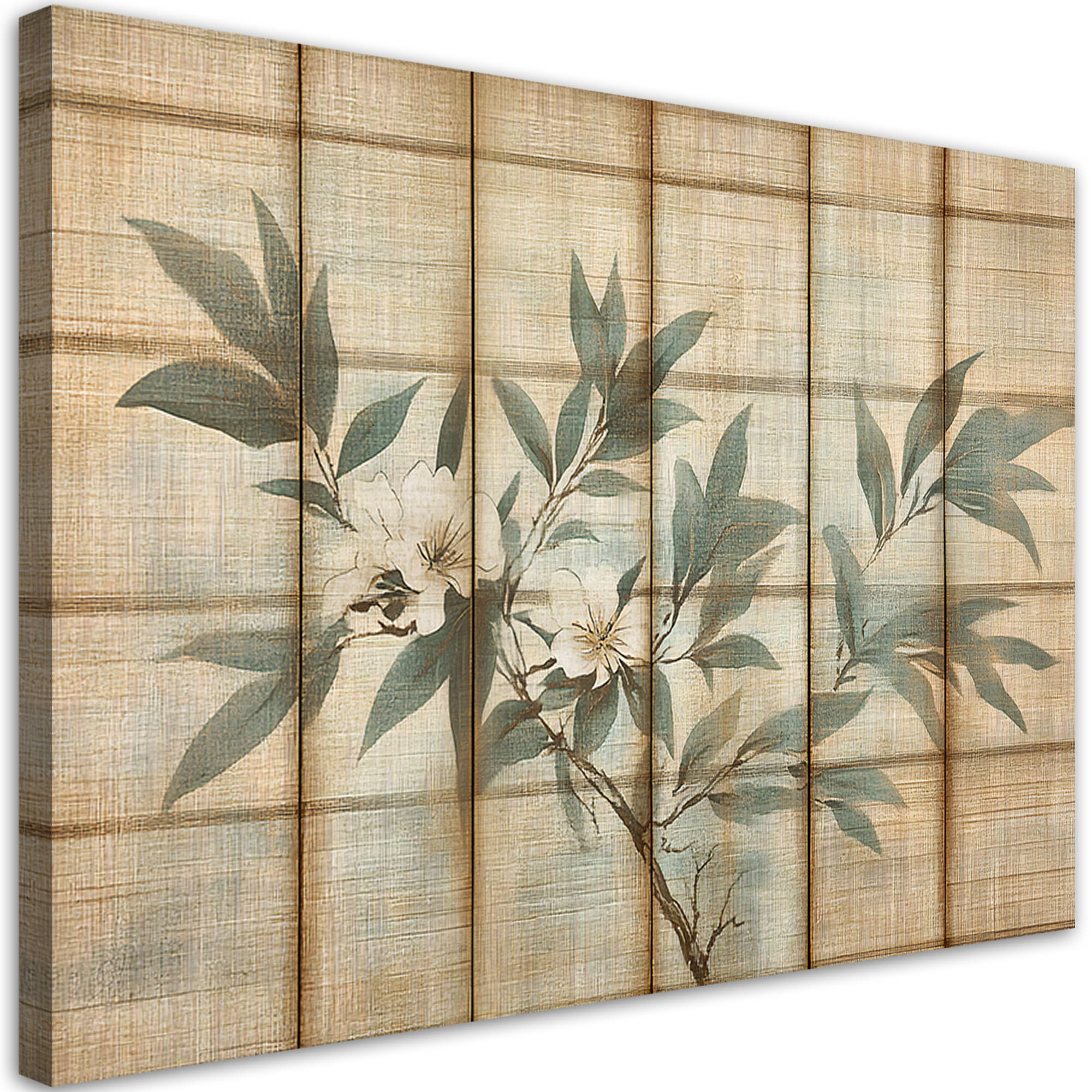 WANDBILD pflanze mit blüten in warmen farben - Beige, Textil (60/40cm) - Feeby