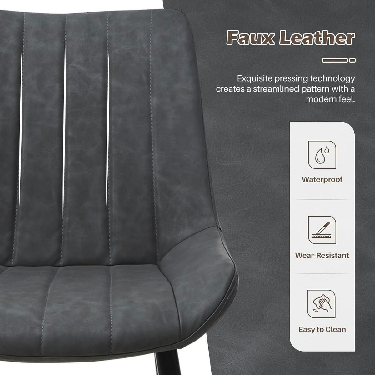 ESSZIMMERSTÜHLE 2er Set Kunstleder Grau, ergonomisch gepolstert - Grau, Kunststoff (53/89/45cm)