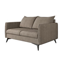 2-SITZER-SOFA Pulse Dunkelbeige Luxusmicrofaser - Beige/Schwarz, Holz/Textil (138/86/91cm) - S-Style Möbel