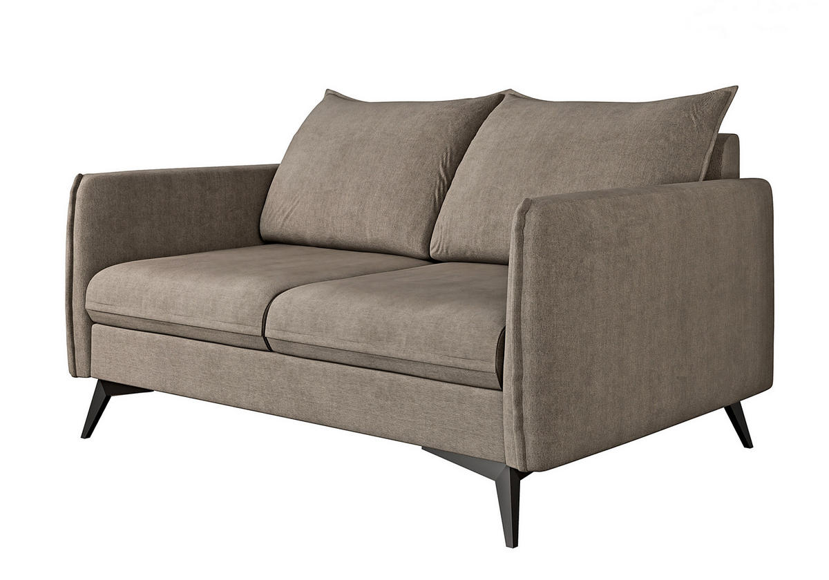 2-SITZER-SOFA Pulse Dunkelbeige Luxusmicrofaser - Beige/Schwarz, Holz/Textil (138/86/91cm) - S-Style Möbel