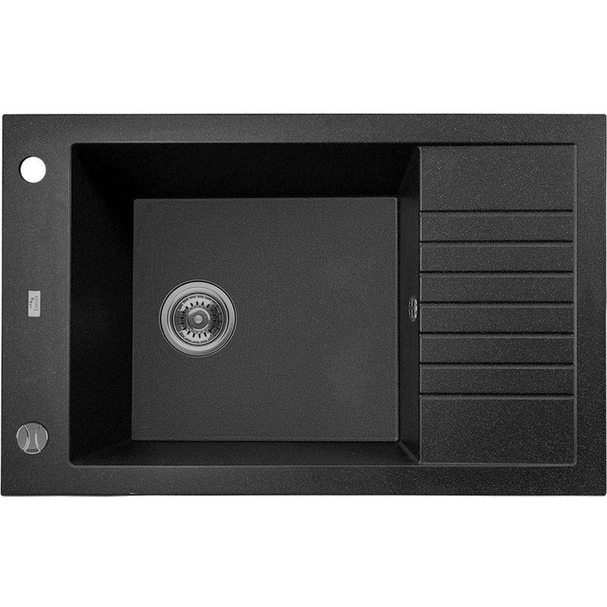 EINBAUSPÜLE Pionier Schwarz, Einzelbecken, 50/78/20,7 cm - Schwarz, Stein (50/20.7/78cm) - bad land
