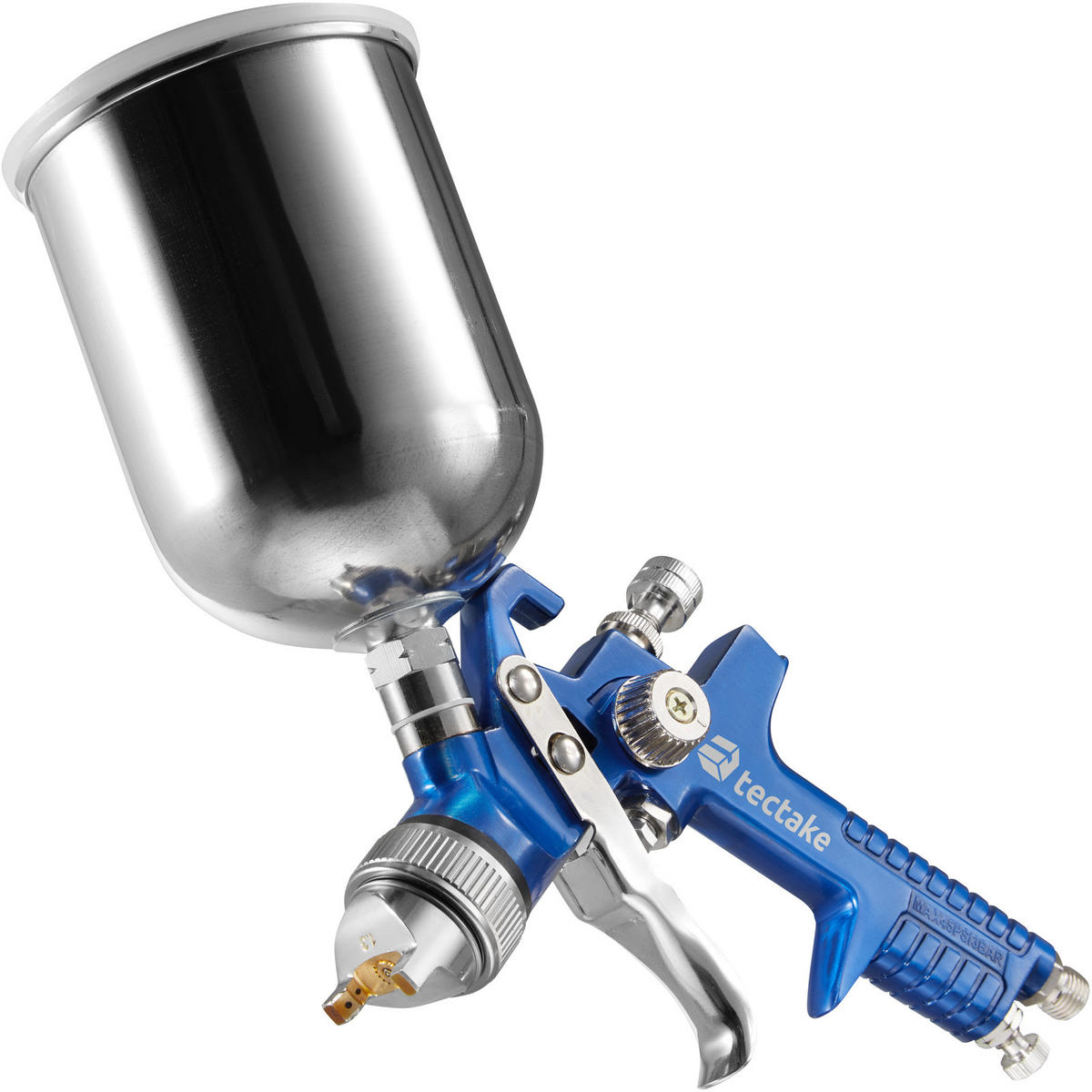 LACKIERPISTOLEN-SET Hvlp, inklusive Aluminiumkoffer,blau - Blau, Metall (46.5/43.5/13cm) - tectake