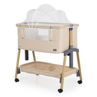BEISTELLBETT Amo beige 80 x 48 cm, 7 Höhenpositionen, Anti-Reflux, Moskitonetz, Matratze - Beige, Metall (48/80cm) - Cangaroo