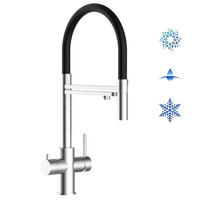 5-WEGE-KÜCHENARMATUR, Edelstahl Massiv aus Chirurgenstahl, Gebürstet und Schwarz, 2-Strahl-Brause - Schwarz, Metall (24/52.5/24cm) - VIZIO
