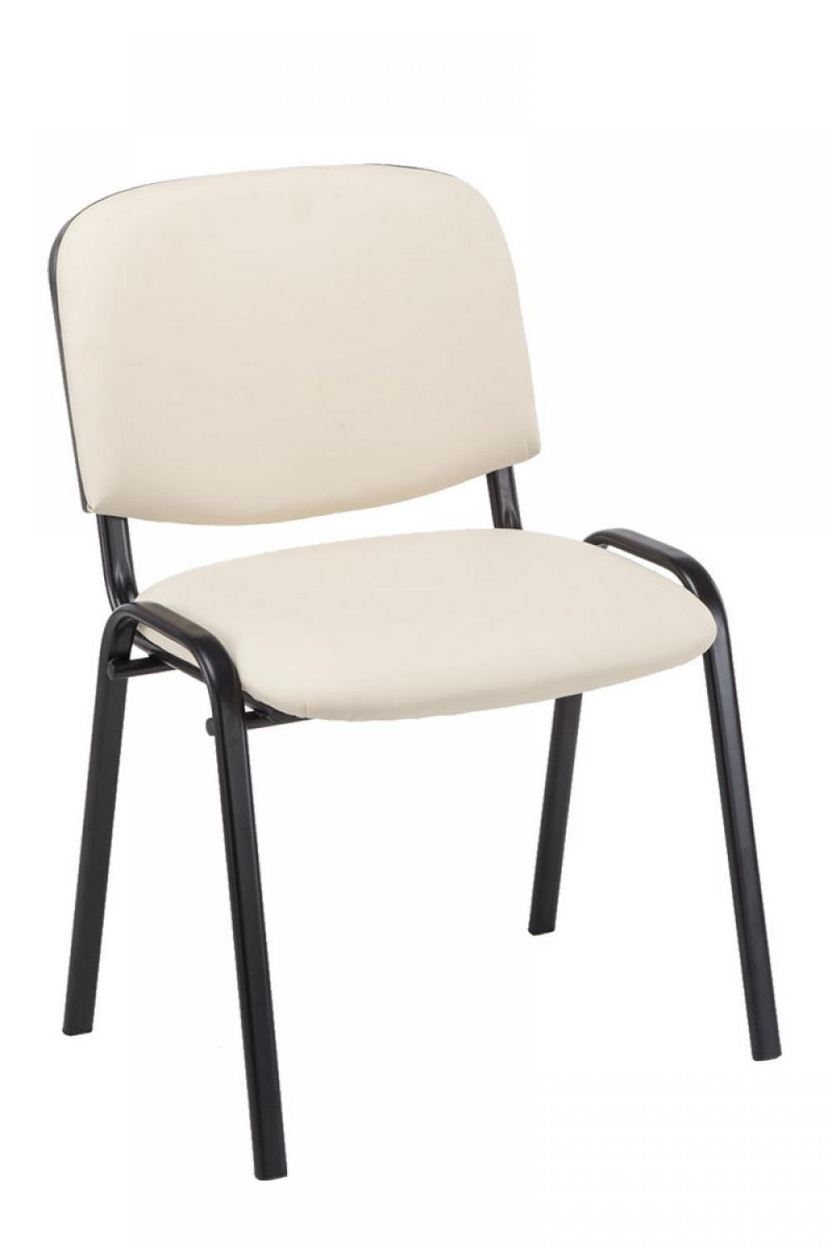BESUCHERSTUHL 12er Set Lederlook creme - Creme/Schwarz, Textil/Metall (53/83/53cm) - CLP