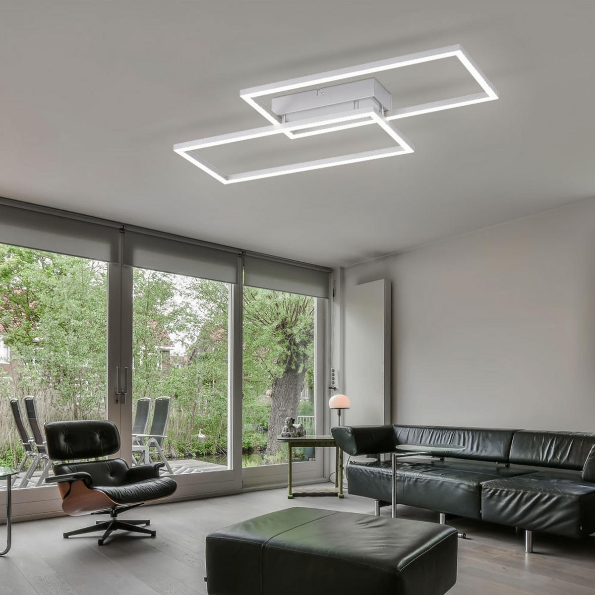 LED DECKENLEUCHTE Weiß matt - Weiß, Metall (60.5/32.5/6.5cm)