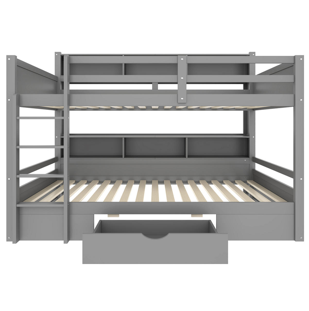 ETAGENBETT 90/200 cm Grau aus Kiefernholz mit Stauraum und Schubladen - Grau, Holz (90/200cm) - OKWISH