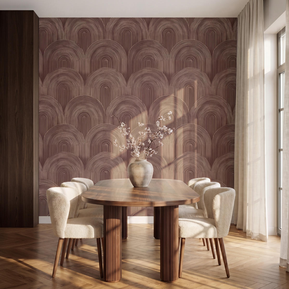 TAPETE - Rhythmic - Aufschlag - Braun - 240x260 cm - Dunkelbraun, Papier (240/260cm) - OnlyWow