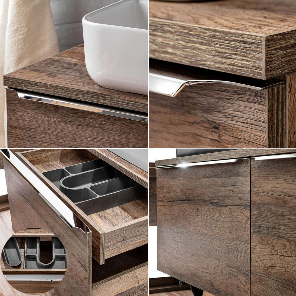 BADMÖBEL-SET 4-TLG. Puebla-56 - Braun, Holzwerkstoff (130/200/46cm) - Lomado