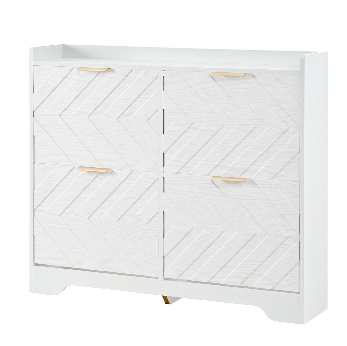 SCHUHSCHRANK 105/24/90 cm weiß aus MDF mit 4 Klappfächern - Weiß, Holzwerkstoff (105/90/24cm) - OKWISH