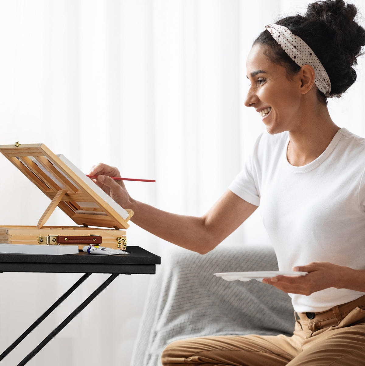 PÍSACÍ stôl - čierna, kov/kompozitné drevo (40/60/75cm) - Relaxdays