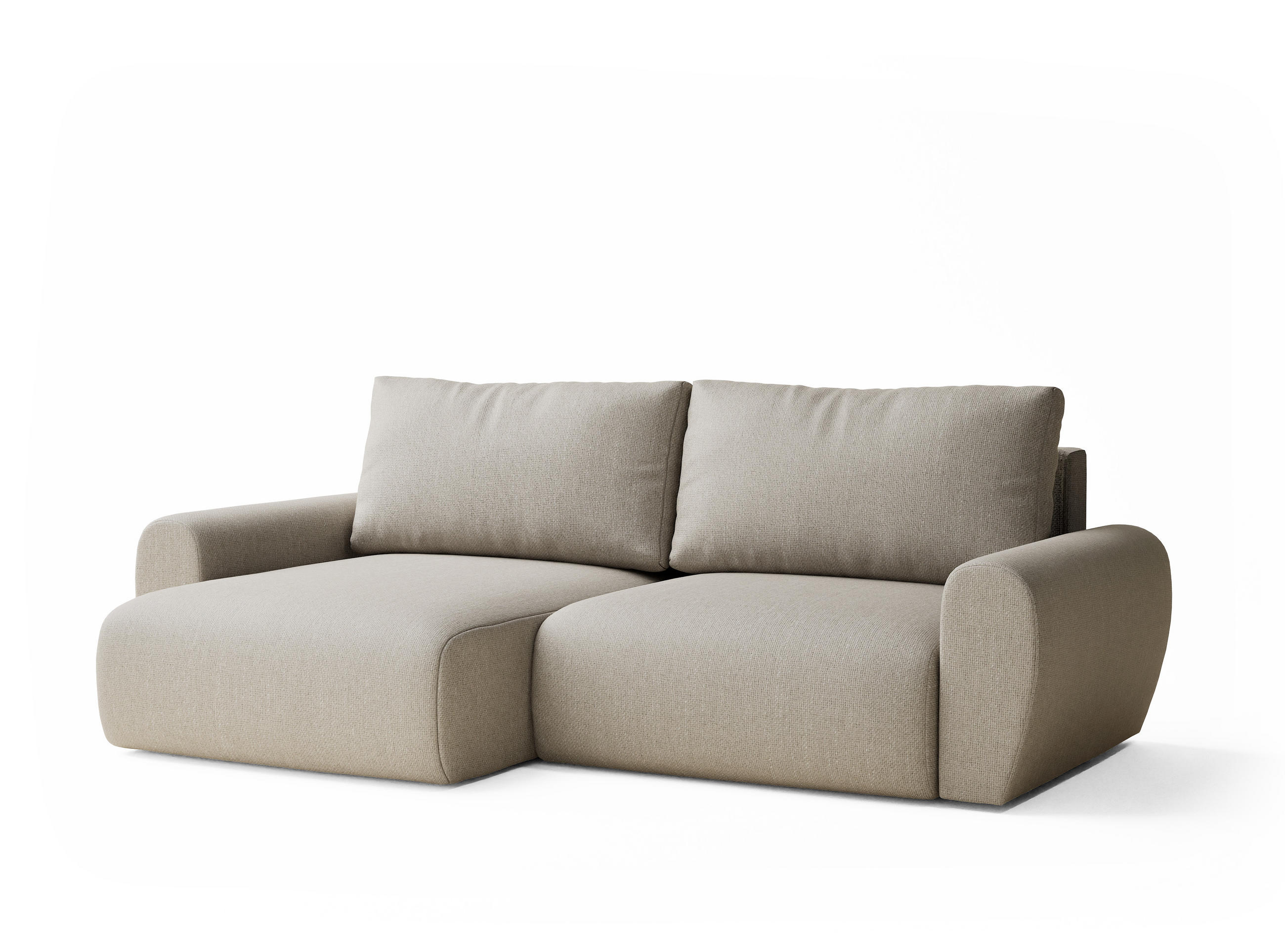 ECKSOFA MIT SCHLAFFUNKTION Numba Beige Webstoff - Beige/Schwarz, Holz/Holzwerkstoff (253/153cm) - Maison de Reve