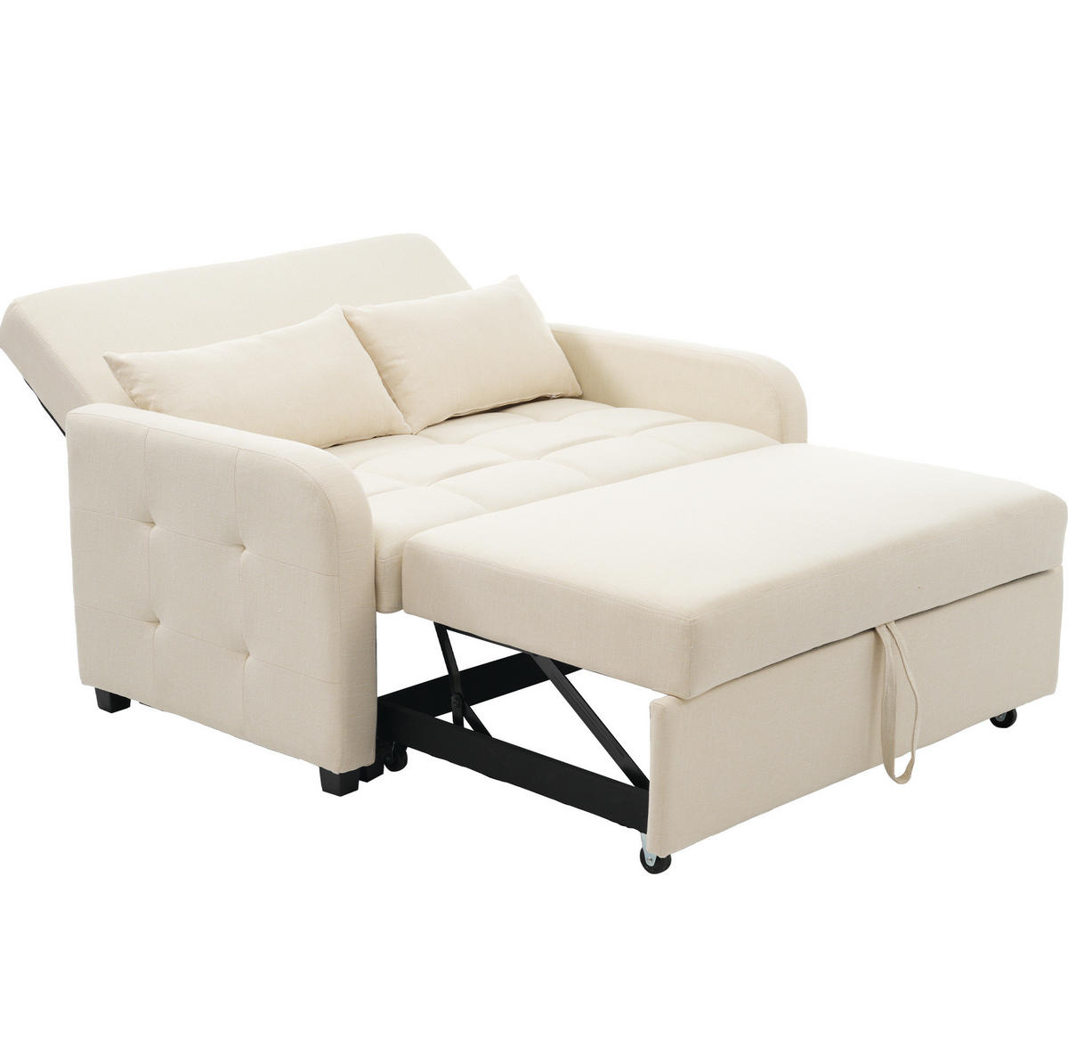 SCHLAFSOFA aus Baumwolle, Leinen und Schaumstoff 127x75x94 cm Beige mit Schlaffunktion und verstellbarer Rückenlehne - Beige, Kunststoff (75/94/127cm) - Modfu