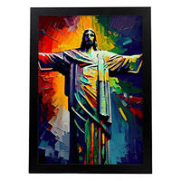 POSTER Christus Der Erlöser Im Ölgemälde Stil A4 Schwarzer Rahmen - Schwarz, Papier (29.7/5/21cm) - Nacnic