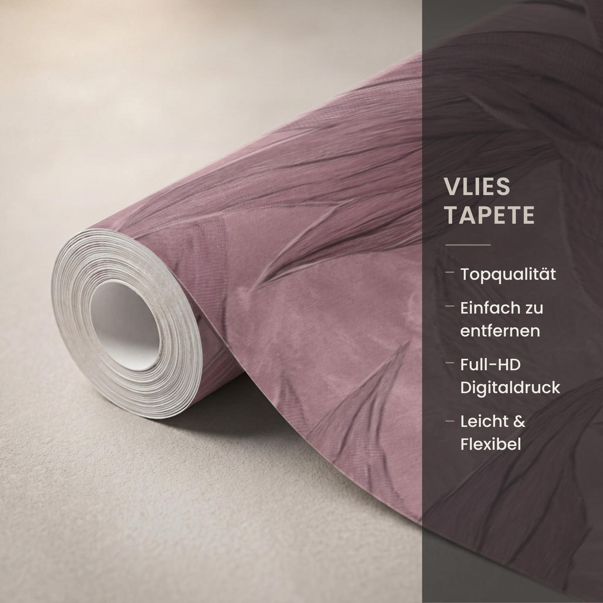 TAPETE - Blätter - Muster - Lila - 400x220 cm - Altrosa, Papier (400/220cm) - OnlyWow