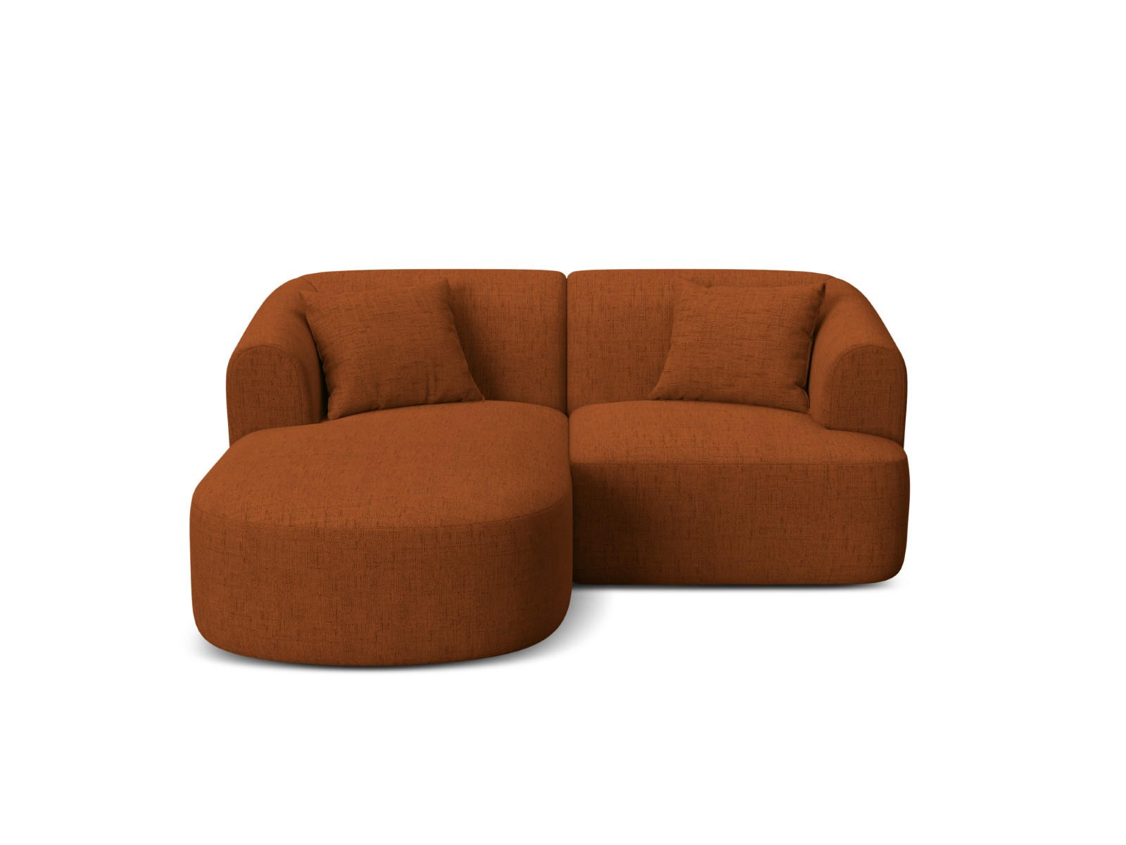 MODULARES-ECKSOFA links Campi aus strukturiertem Stoff ziegelrot 3 Sitzplätze - Orange, Textil (156/180cm) - Cosmopolitan Design