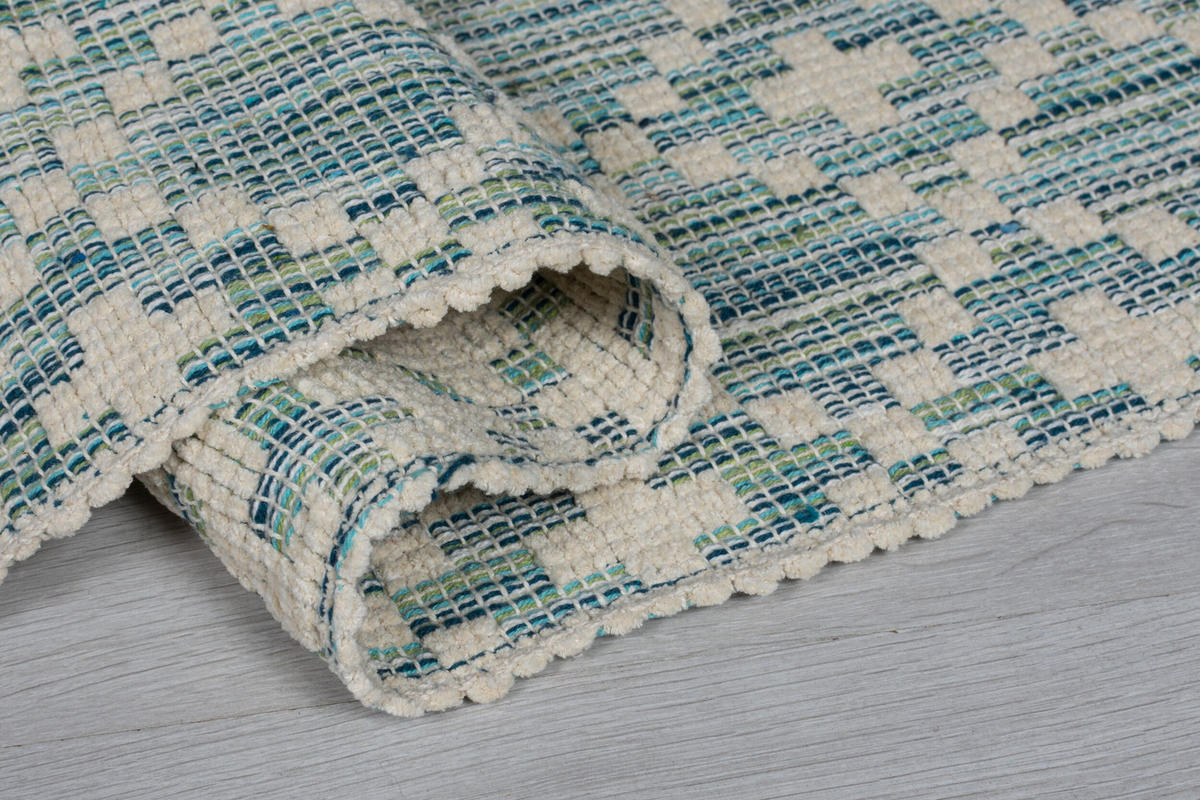 LÄUFER Ethno-Muster, handgewebt, elfenbein-türkis LEELA - Beige, Textil (60/200cm) - KADIMA DESIGN