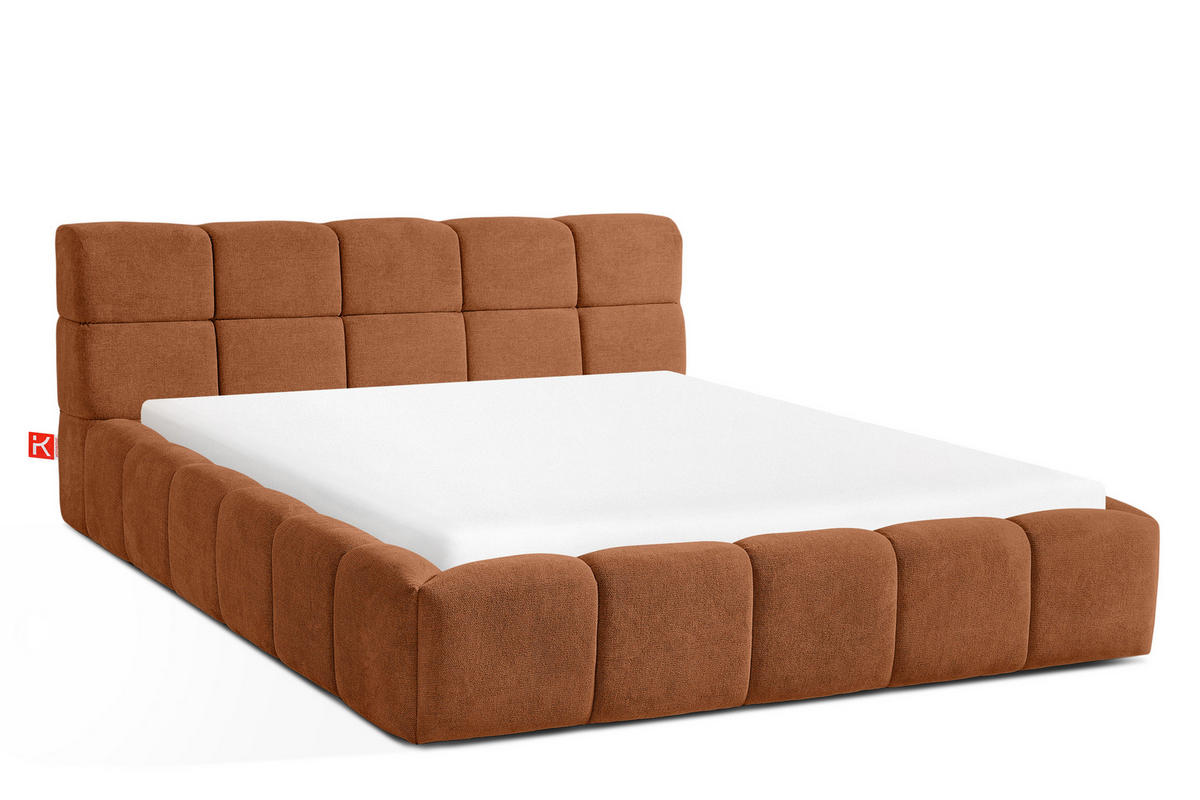 POLSTERBETT AERI 140/160/180/200 mit Rahmen und Bettkasten, orange - Orange, Holz/Holzwerkstoff (160/200cm) - KONSIMO®
