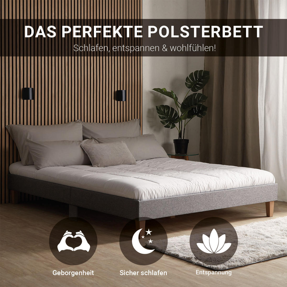 POLSTERBETT mit Lattenrost 160/200 cm in Grau - Grau, Textil (160/200cm) - Homestyle4u