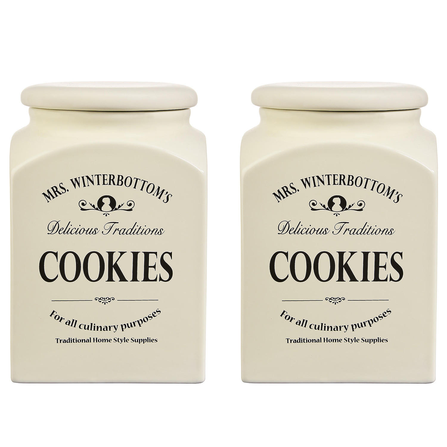 KEKSDOSE (2er Set) Mrs. Winterbottom's - Beige, Keramik (15/23/15cm) - BUTLERS