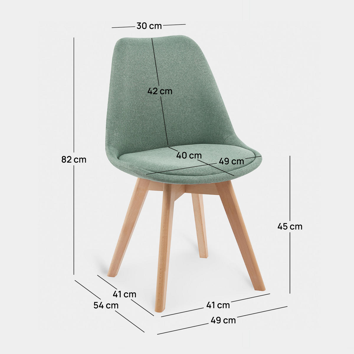 ESSZIMMERSTUHL Kler Grün 49 cm x 82 cm 4er-Set - Grün, Textil (49/82/54cm) - Klast Home