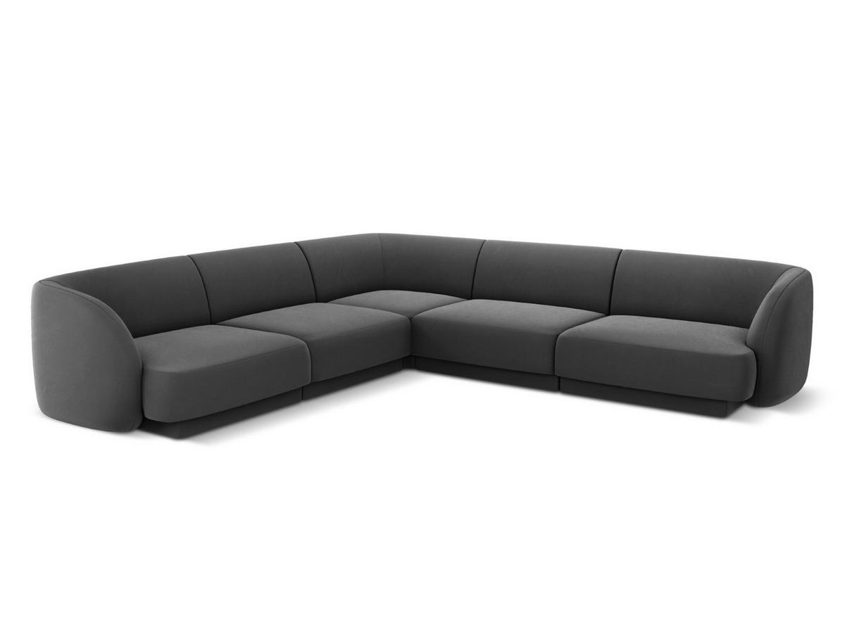 WENDBARES-ECKSOFA Miley aus Samt grau 5 Sitzplätze - Grau, Textil (255/255cm) - Micadoni
