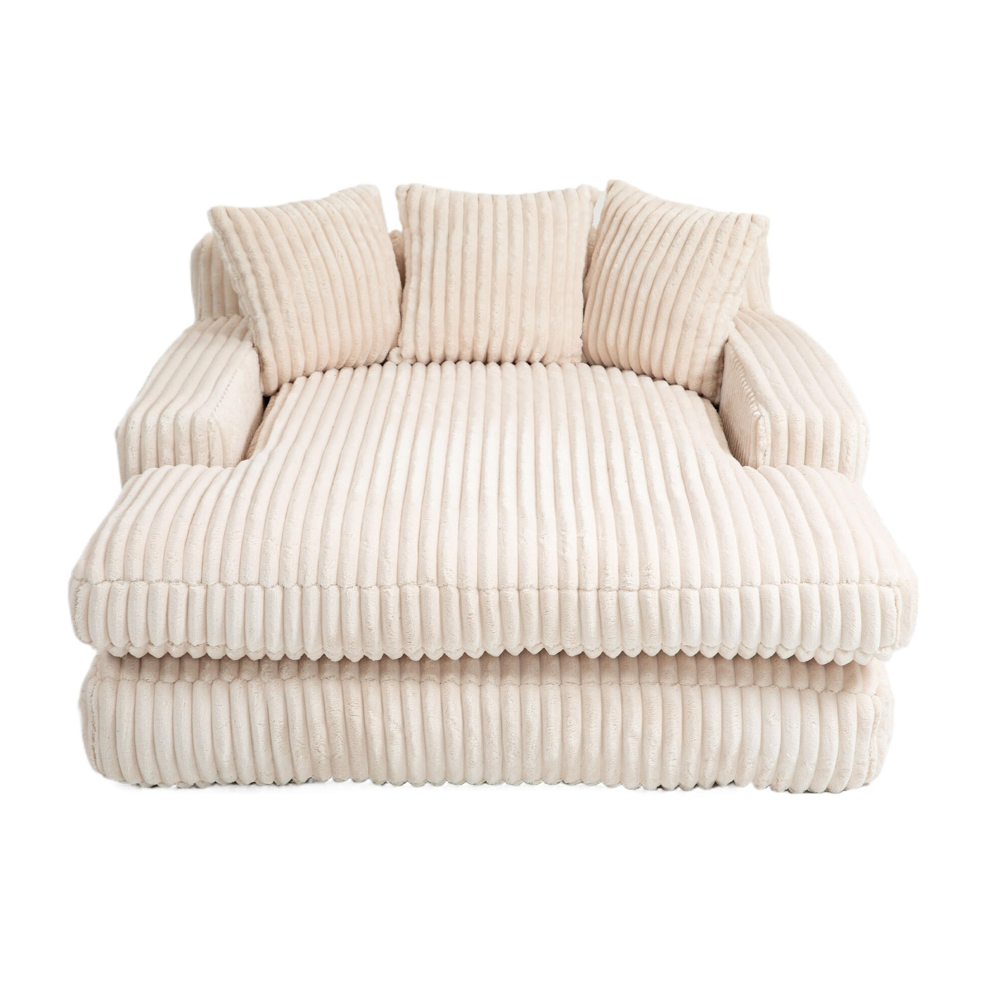 Redom LENOŠKA 125/155/63 cm bez montáže z manšestru se 3 polštáři a ergonomickou oporou, Béžová
