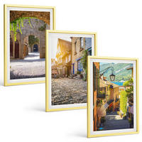 BILDER SET 3er Set - 40x60 cm Goldrahmen - Charmante Steinstraßen - Goldfarben, Kunststoff (40/60cm) - TULUP