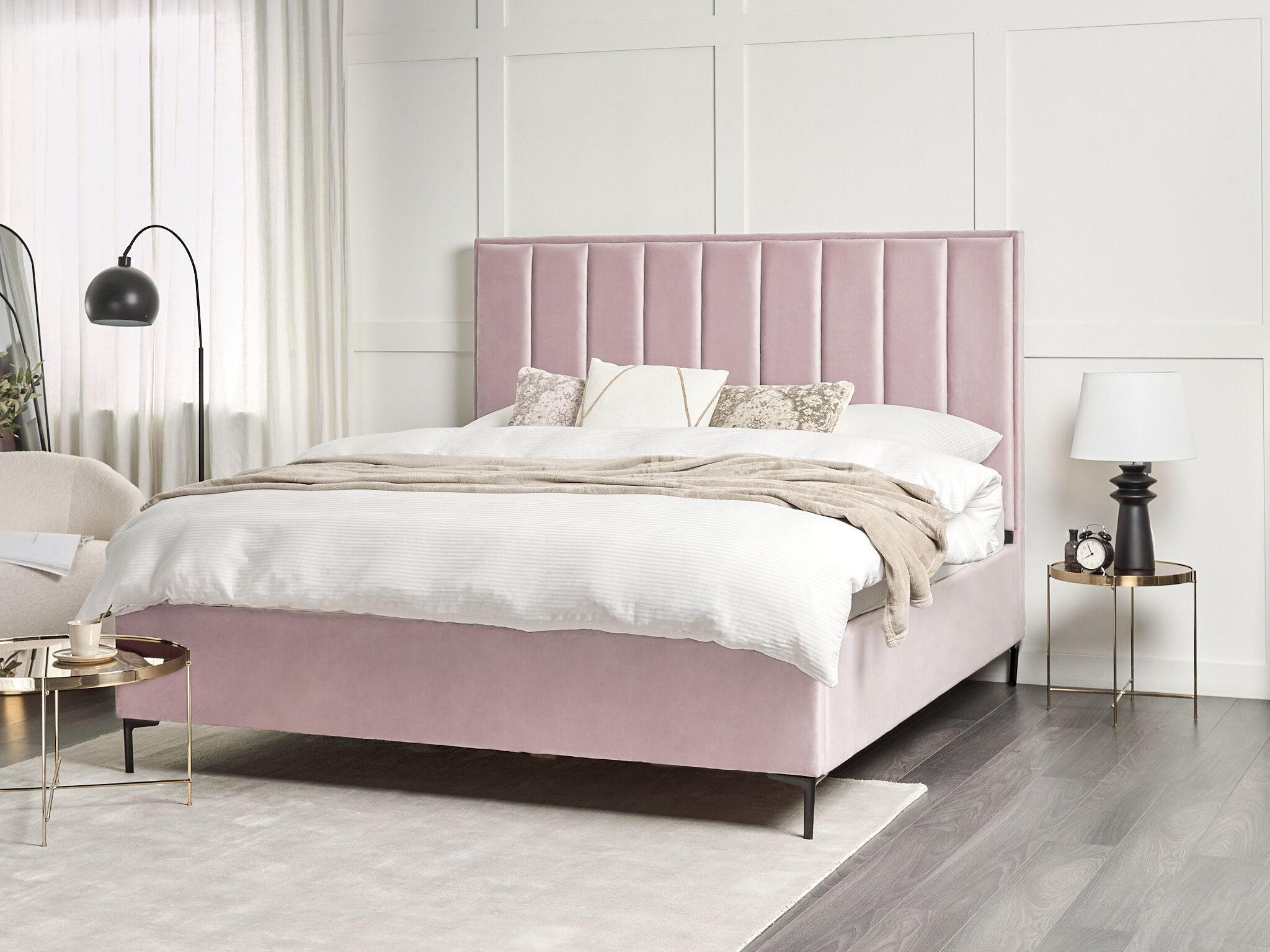 POLSTERBETT 180x200 cm Rosa Sezanne - Pink, Textil (180/200cm) - Beliani