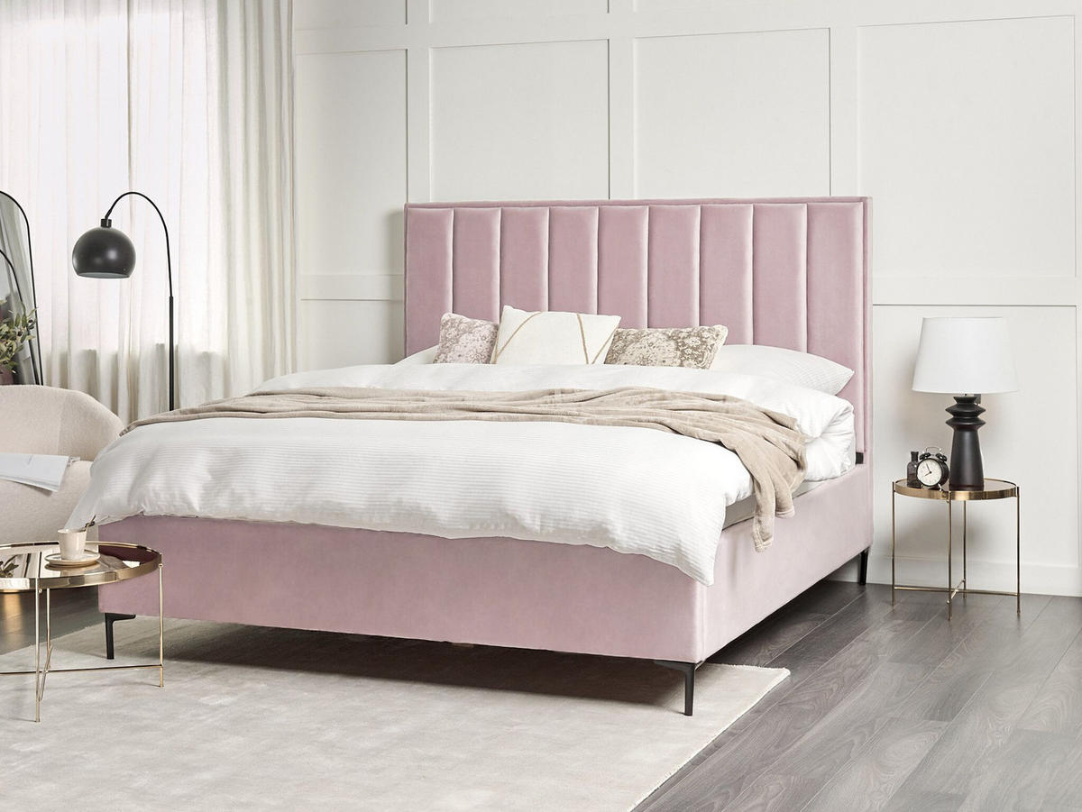 POLSTERBETT 180x200 cm Rosa Sezanne - Pink, Textil (180/200cm) - Beliani