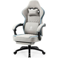 GAMING Stuhl Stoff Grau mit Fußstütze und Massagefunktion - Grau, Textil (50/133/50cm)