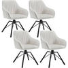 ESSZIMMERSTUHL 4er Set, Samt Sessel, Creme - Creme/Schwarz, Textil/Metall (57/83.5/53cm) - Woltu