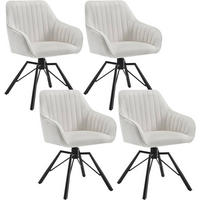 ESSZIMMERSTUHL 4er Set, Samt Sessel, Creme - Creme/Schwarz, Textil/Metall (57/83.5/53cm) - Woltu