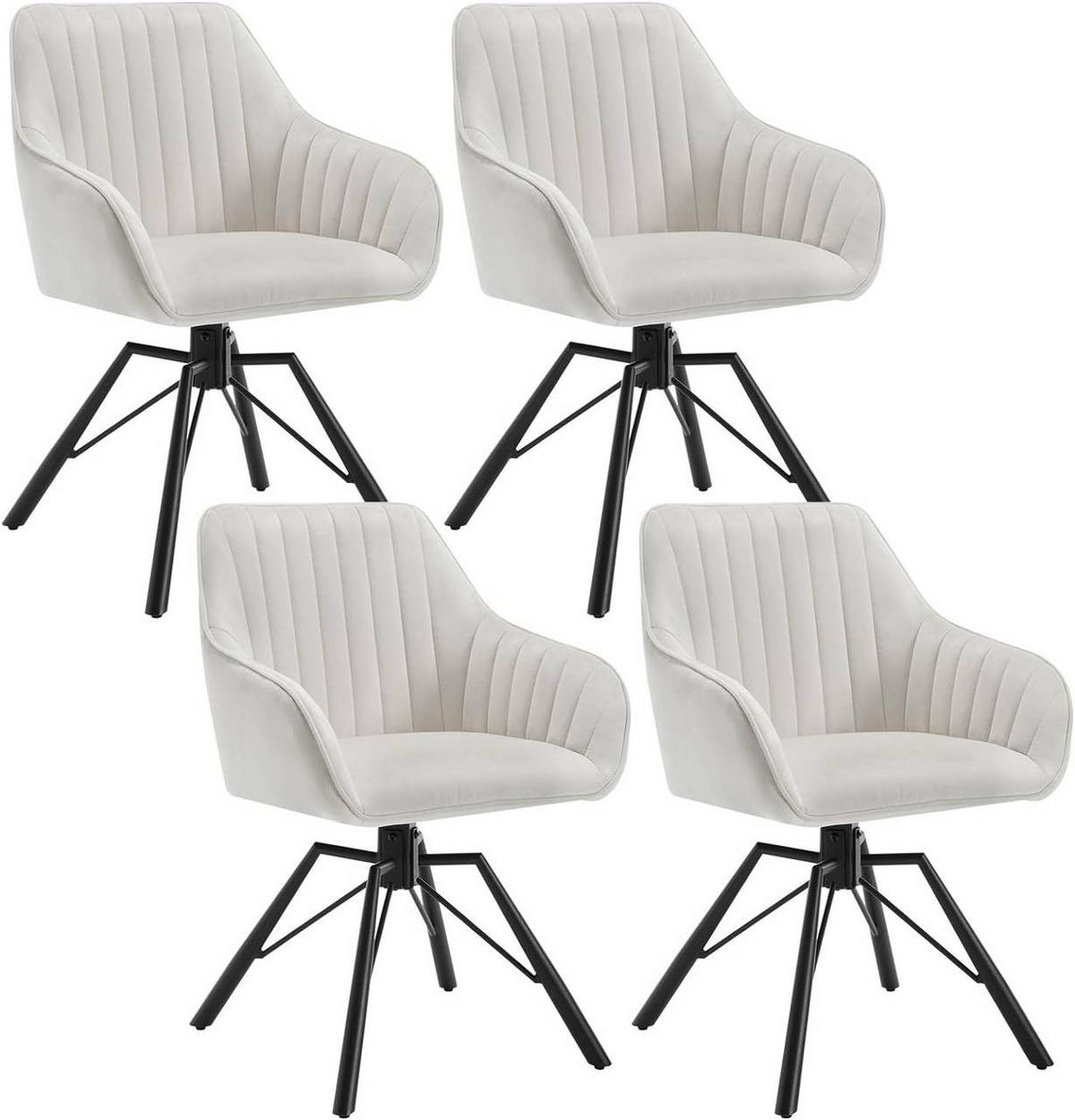 ESSZIMMERSTUHL 4er Set, Samt Sessel, Creme - Creme/Schwarz, Textil/Metall (57/83.5/53cm) - Woltu