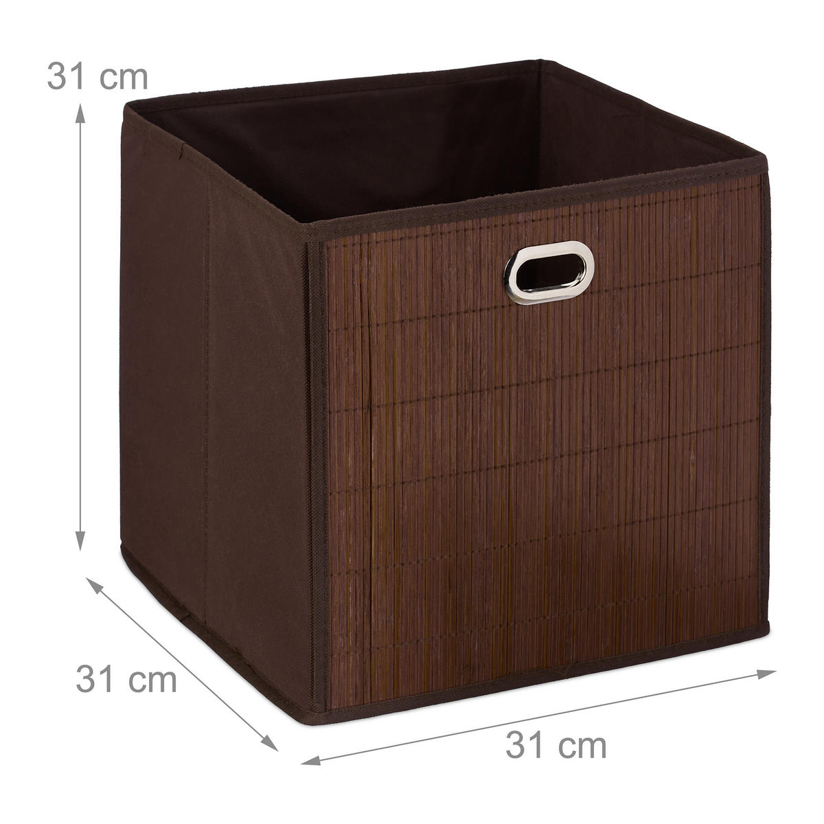 AUFBEWAHRUNGSKORB - Dunkelbraun, Holz/Wellpappe (31/31/31cm) - Relaxdays