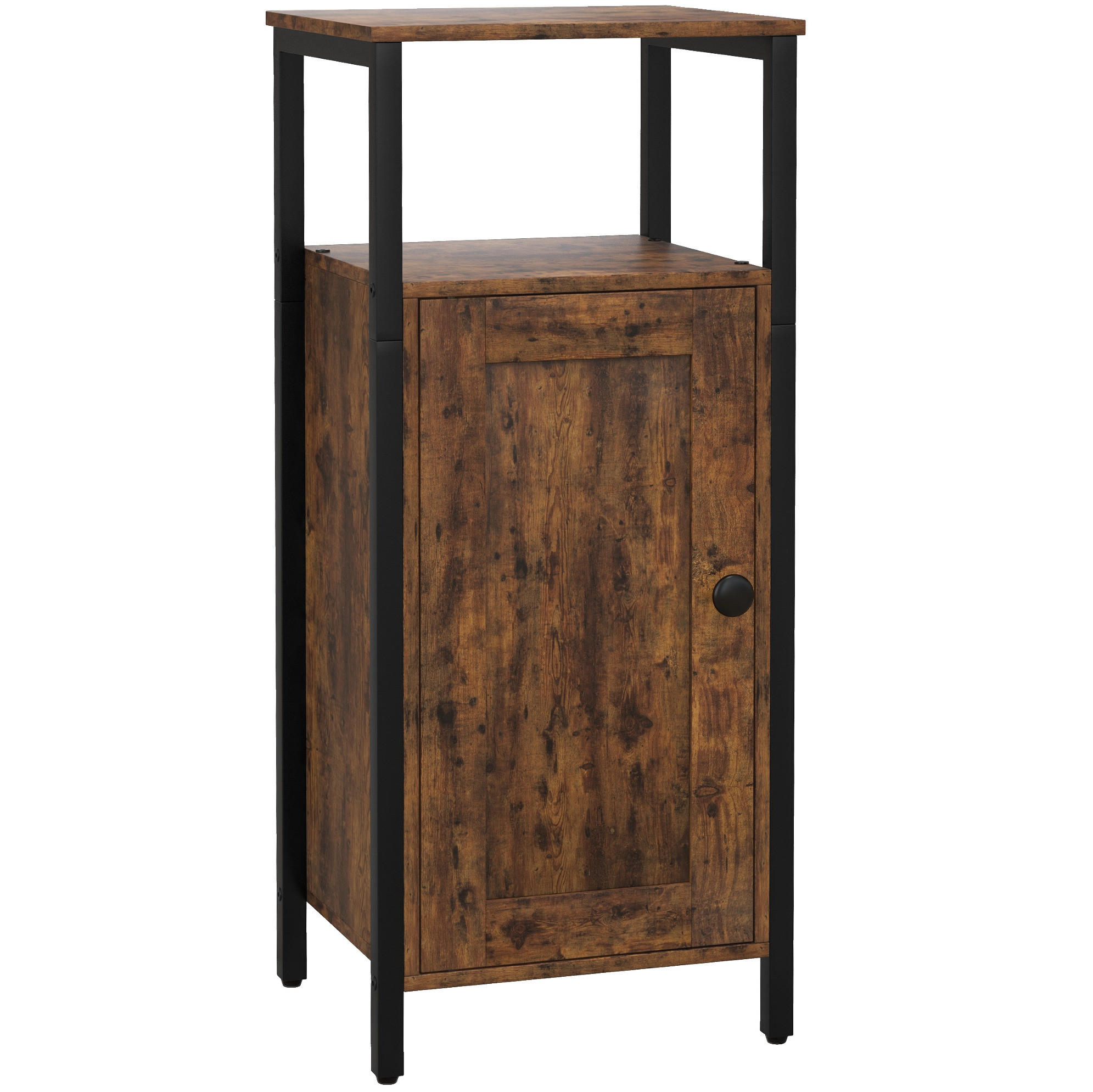 BEISTELLTISCH 34/30/80 cm mit verstellbarem Regal und Schrank im Industrial-Stil, Sperrholz, Braun - Braun, Holzwerkstoff (34/30/80cm) - Redom
