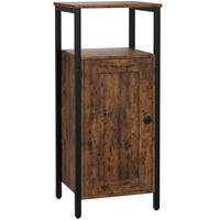 BEISTELLTISCH 34/30/80 cm mit verstellbarem Regal und Schrank im Industrial-Stil, Sperrholz, Braun - Braun, Holzwerkstoff (34/30/80cm) - Redom