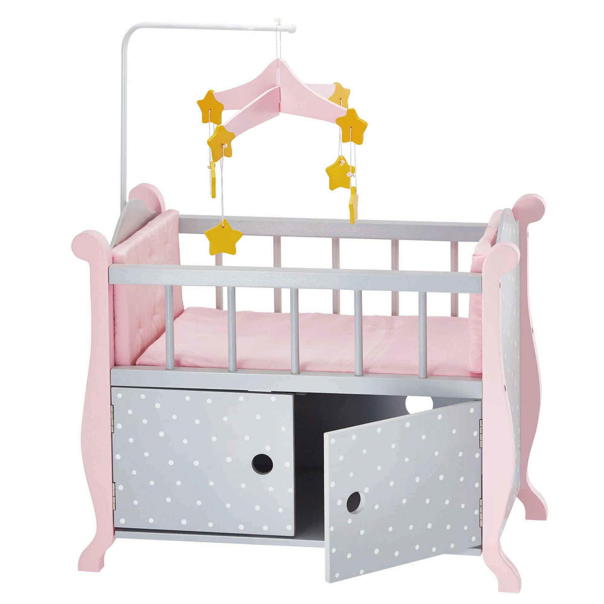 PUPPENBETT mit Lager, Grau, 79cm - Grau, Holzwerkstoff (31/79/57cm) - Teamson Kids
