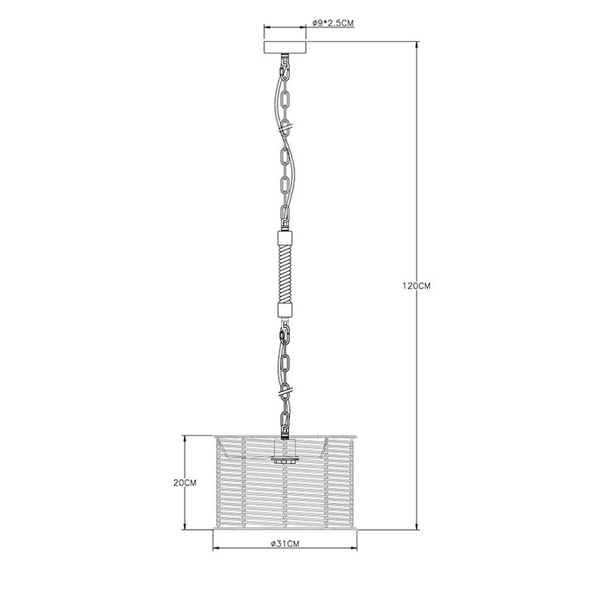 HÄNGELEUCHTE Gitterstabe Schwarz Natur Braun - Schwarz, Metall (31/31/120cm) - Globo Lighting