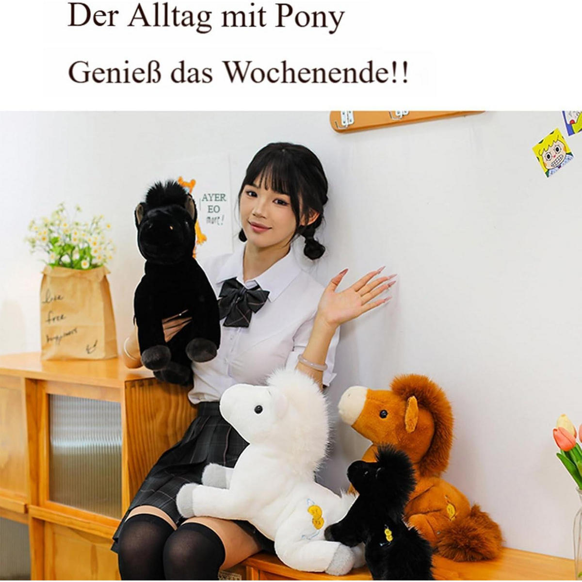 KUSCHELTIER Pferd 25 cm Weiß - Weiß, Textil (10/25cm)