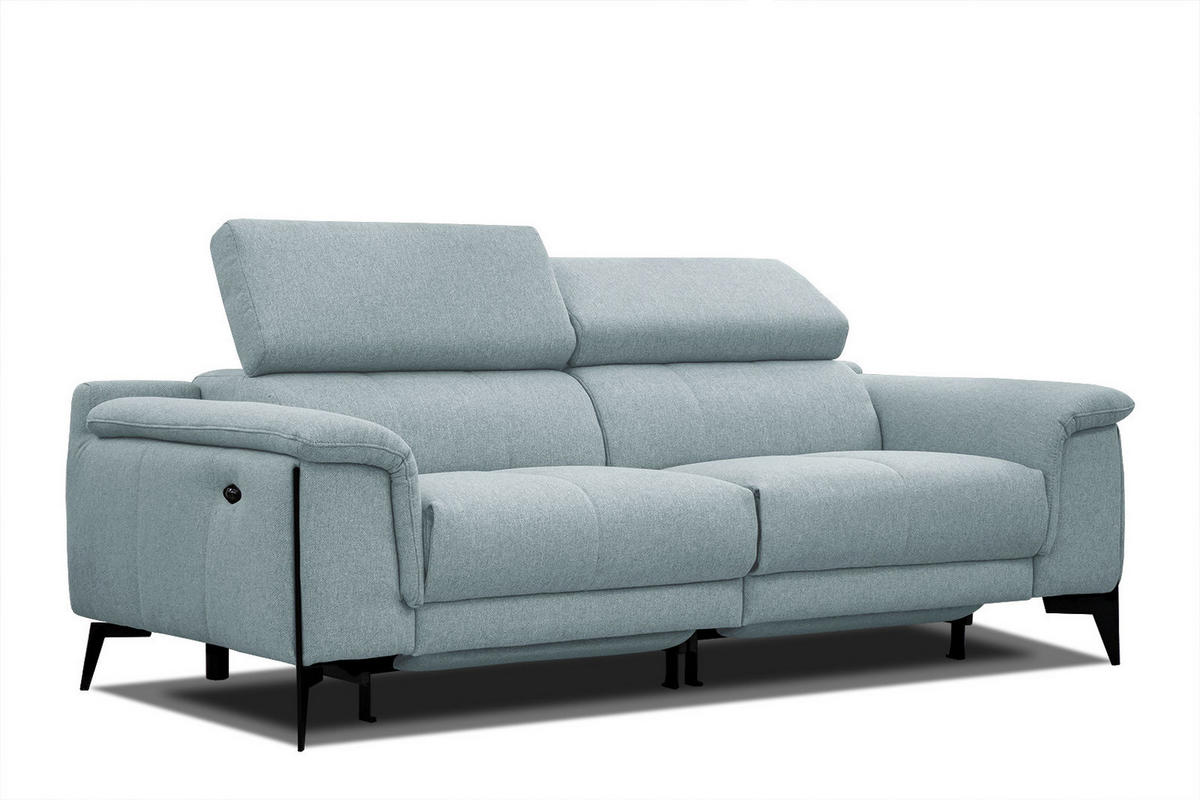 RELAXSOFA MATERA 3-Sitzer mit 2 Relaxfunktionen, mint - Schwarz/Mintgrün, Holzwerkstoff/Textil (212/82/103cm) - Courtois Laville