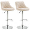 BARHOCKER Lazius, 2er Set, Gestell Metall in Chromoptik, Kunstleder Creme - Chromfarben/Creme, Kunststoff/Textil (46/100/49cm) - TPFLiving