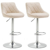 BARHOCKER Lazius, 2er Set, Gestell Metall in Chromoptik, Kunstleder Creme - Chromfarben/Creme, Kunststoff/Textil (46/100/49cm) - TPFLiving