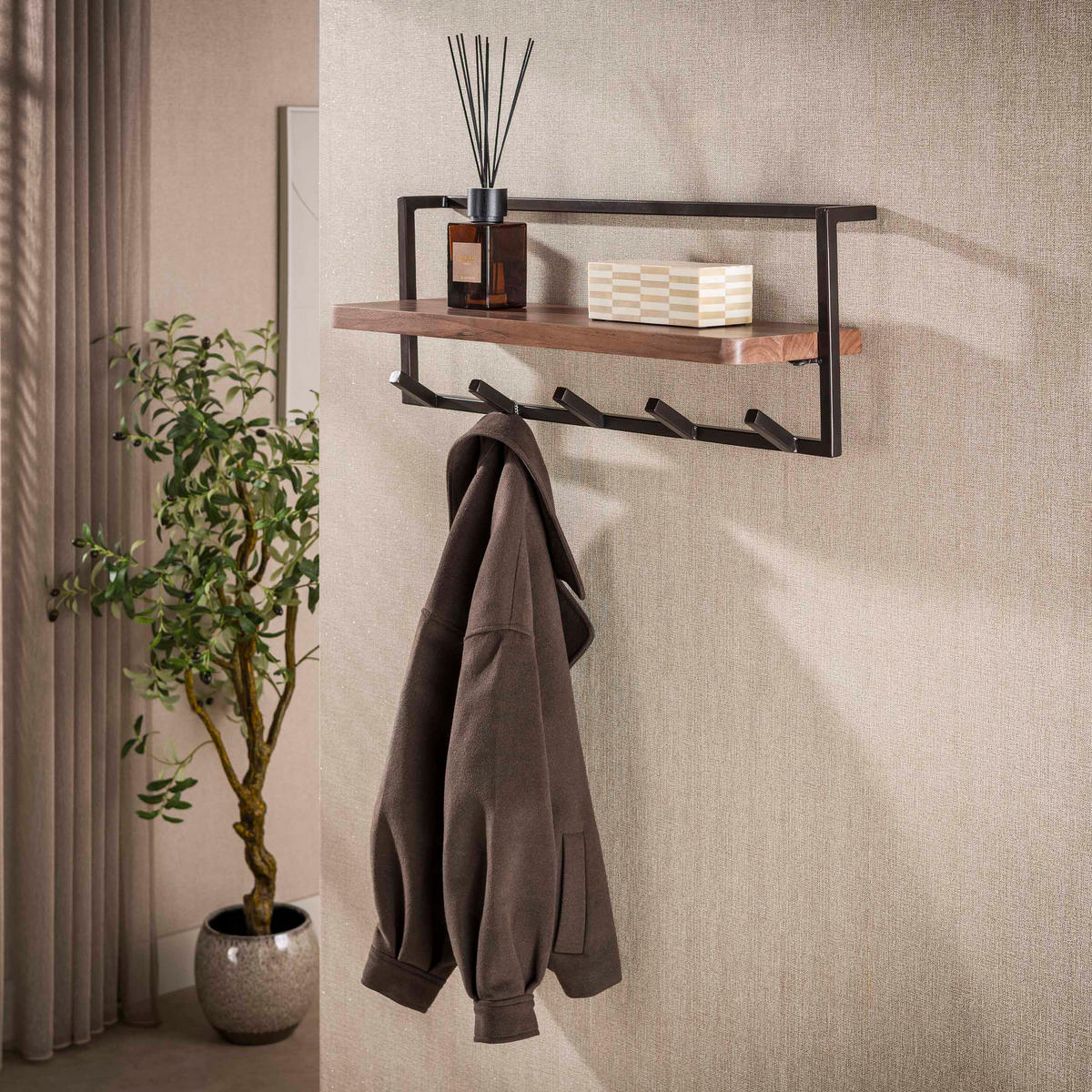 WANDGARDEROBE Air Pure Braun 25/85/32 cm - Braun, Holz (85/32/25cm) - Hoyz Collection