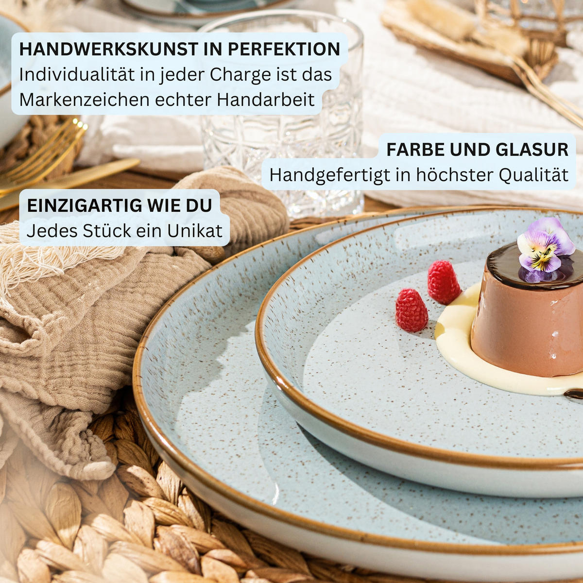 SPEISETELLER RIO LAGUNE - 4 teilig aus Steingut - Blau, Keramik (13cm) - Sänger