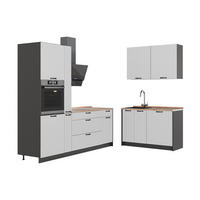 KUHINJA Fame-Line, Bijela Seoska/Antracit, 220 x 120 cm, RP Hrast - bijela/antracit, drvni materijal (220/206.8/60cm) - Vicco